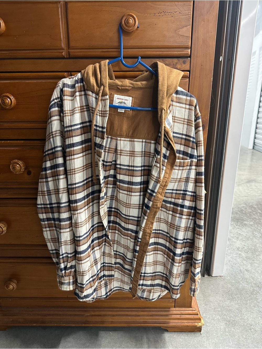 Hooded flannel button up